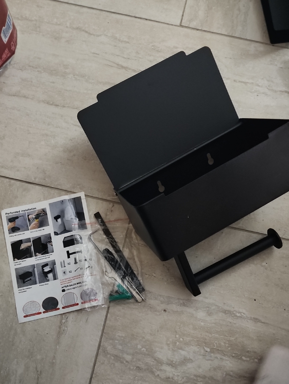 Matte Black Wall-Mounted Toilet Paper Holder with Storage